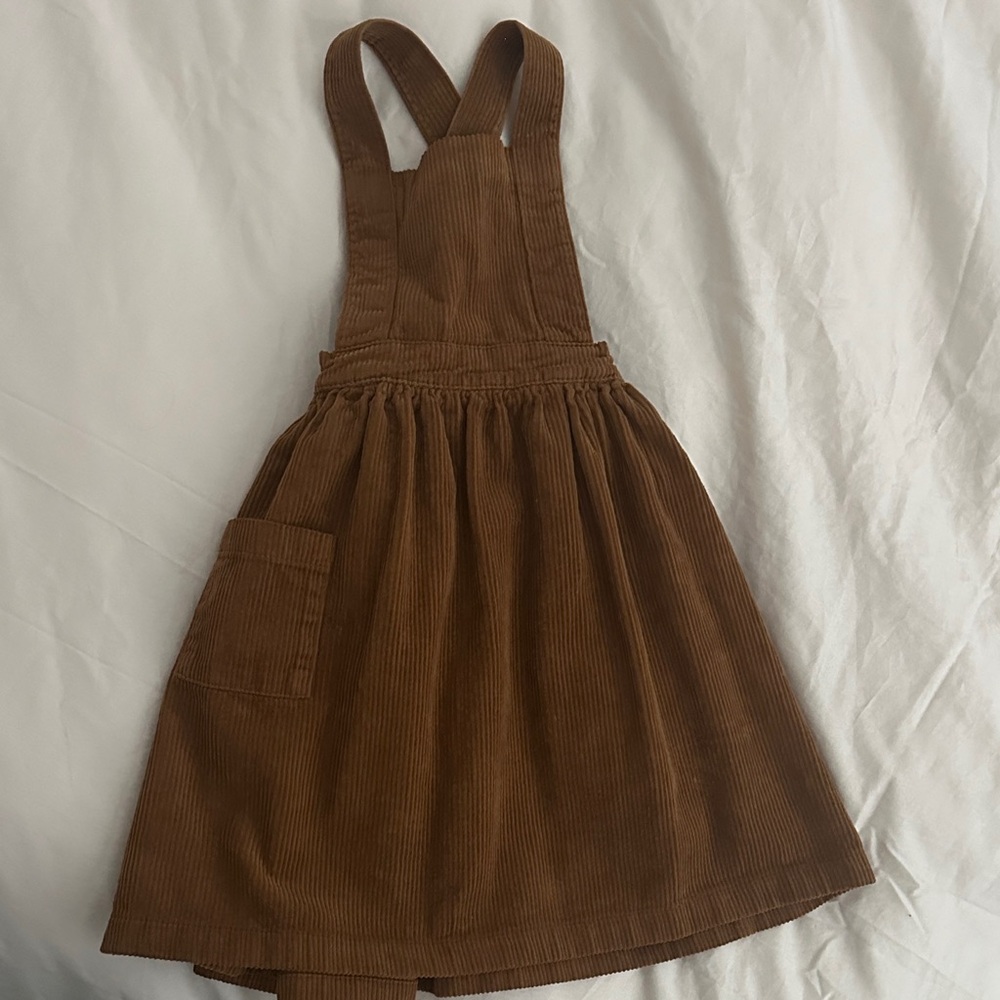The Simple folk Brown Corduroy Kids Dress with Straps